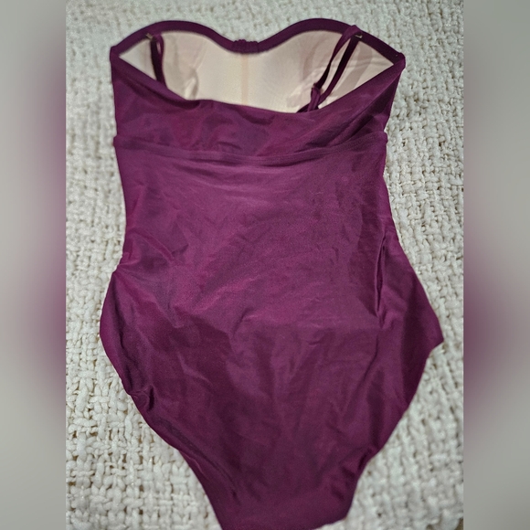 Merona Purple One Piece Swimsuit with Adjustable Straps and Ruching - Picture 2 of 5